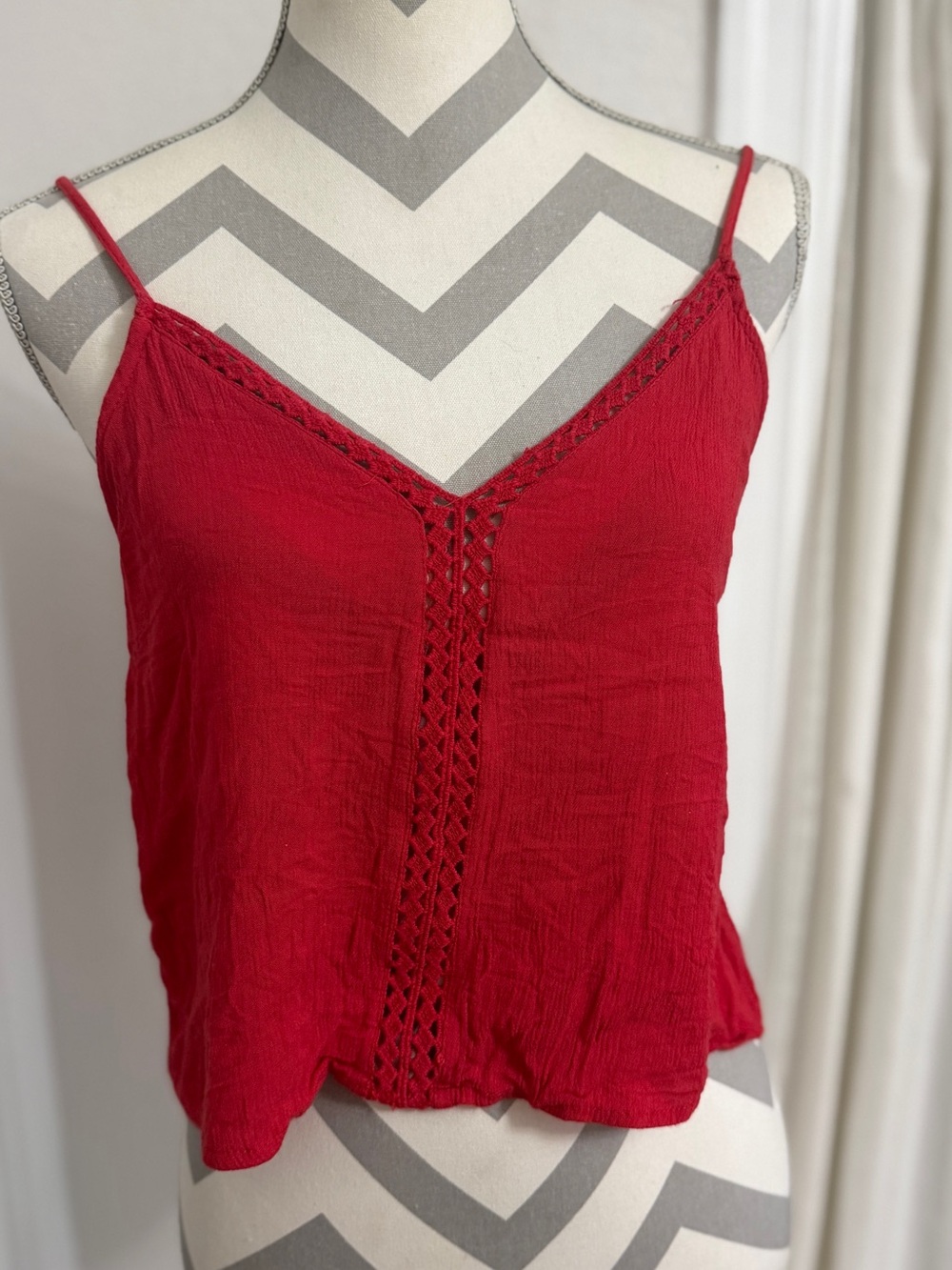 Ambiance Red Crochet-Trim Spaghetti Strap Camisole